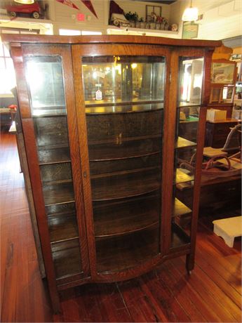 Oak Rounded Front Display Cabinet