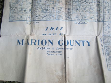 1917 Marion County Kansas Real Estate Map. 49 x 37 Large Map Original!!