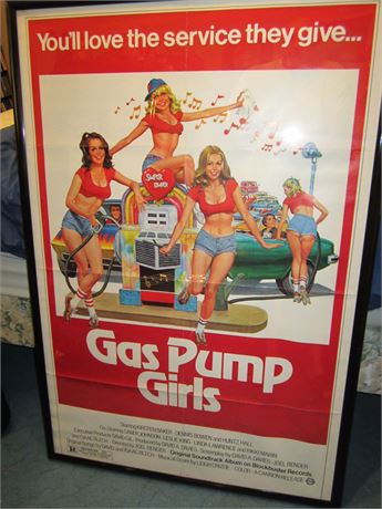 Original "Gas Pump Girls" One Sheet Movie Poster In Frame 41 x 27