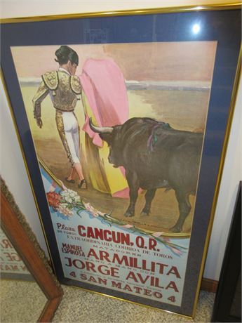 Bullfighting Poster framed