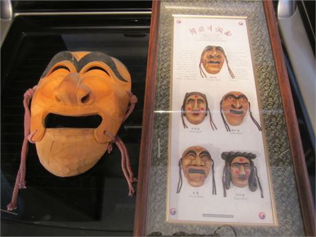 Vintage Wood Mask Lot 3 Korean with Picture