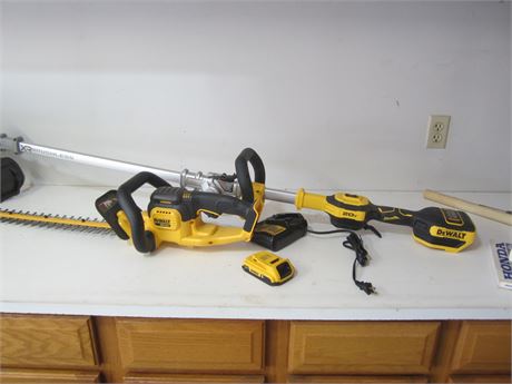 Lot of Dewalt Yard tools Weed eater & Trimmers 1 battery for both NICE!!