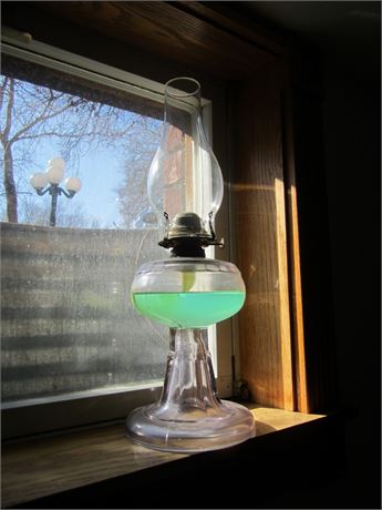 Vintage Oil Lamp Green oil
