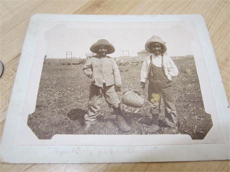 Vintage Children Photo "Two Little Pickaninnies" Halloween Hobo Blackface