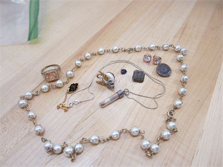 Sterling Silver Necklace & 4H Pins Lot