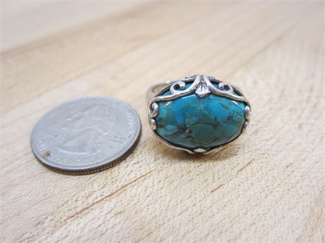 Sterling & Turquoise Scroll Ring