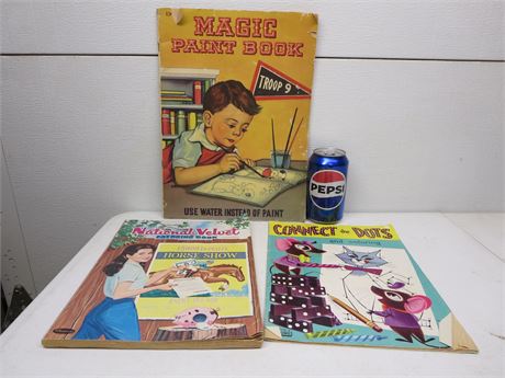 Vintage Coloring Books lot of 3 National Velvet+