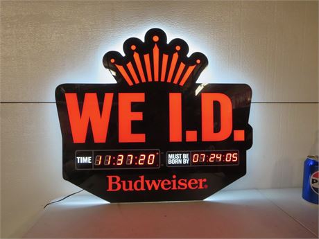 Budweiser Legal Age Clock Sign Self Adjusts NICE!!! 2x2